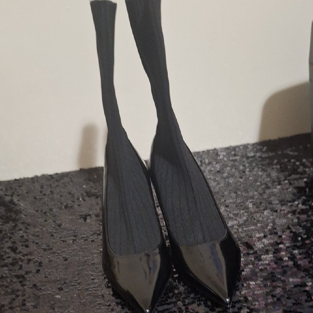 Sarah Coventry Black Heeled Boots with Sleek Pointed Toe